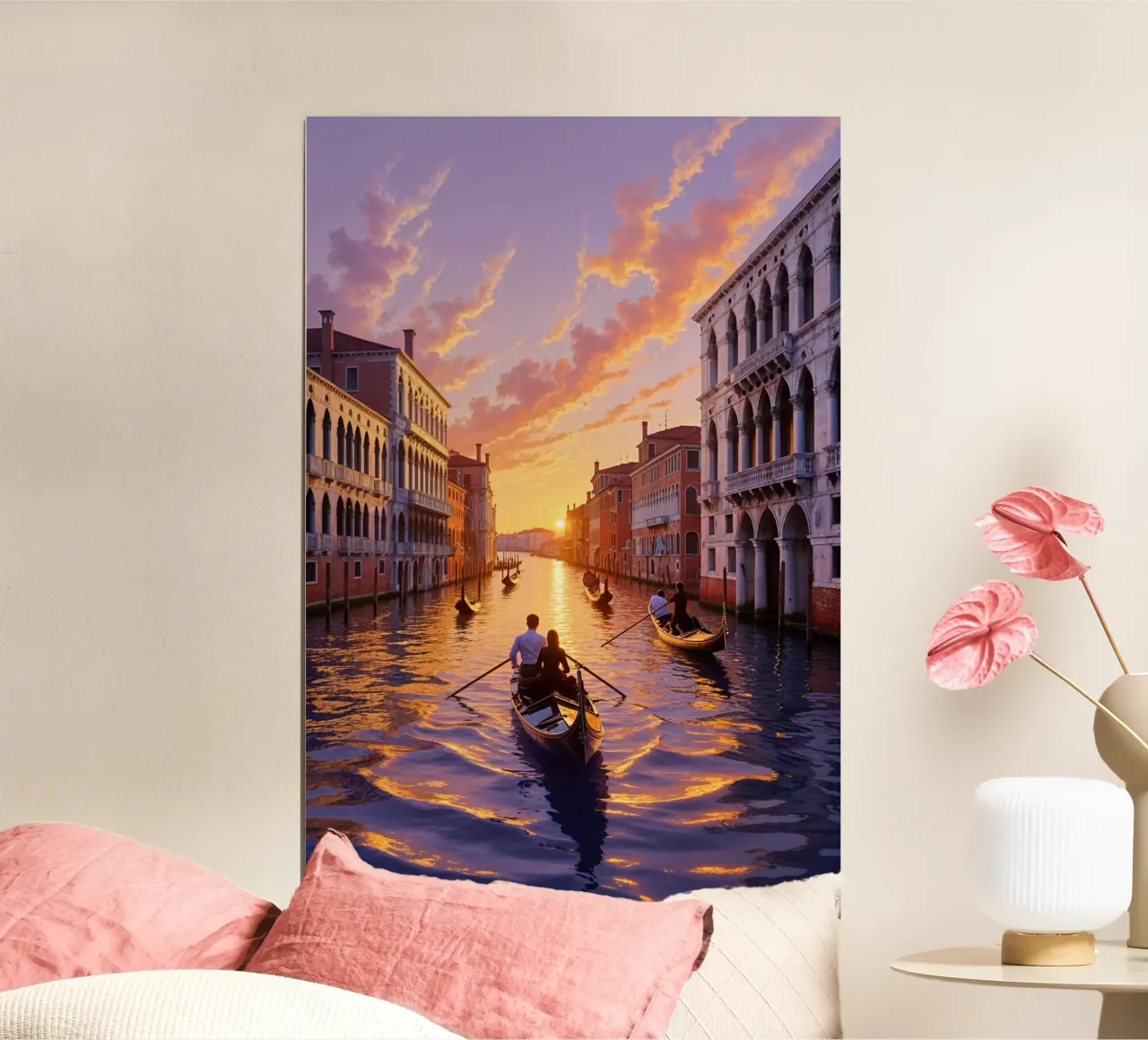 Golden Hour on the Grand Canal poster con telaio in plastica da AlbertKlee