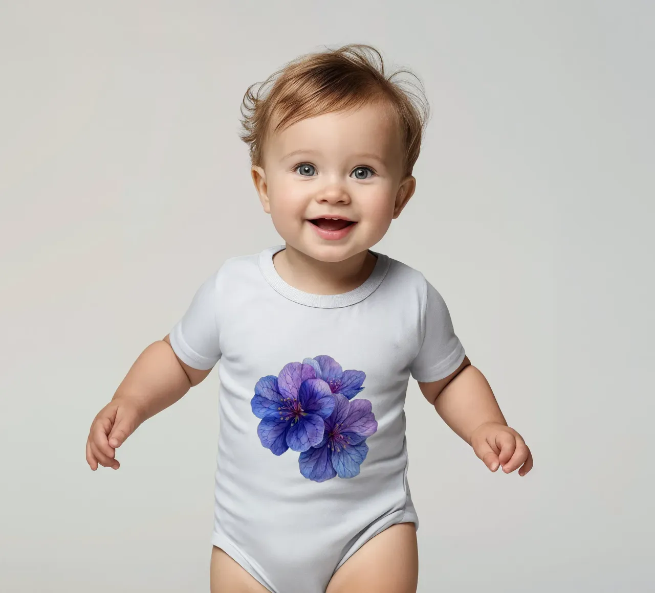 Lunaria Flower 2 short-sleeve baby romper by Bold Blooms