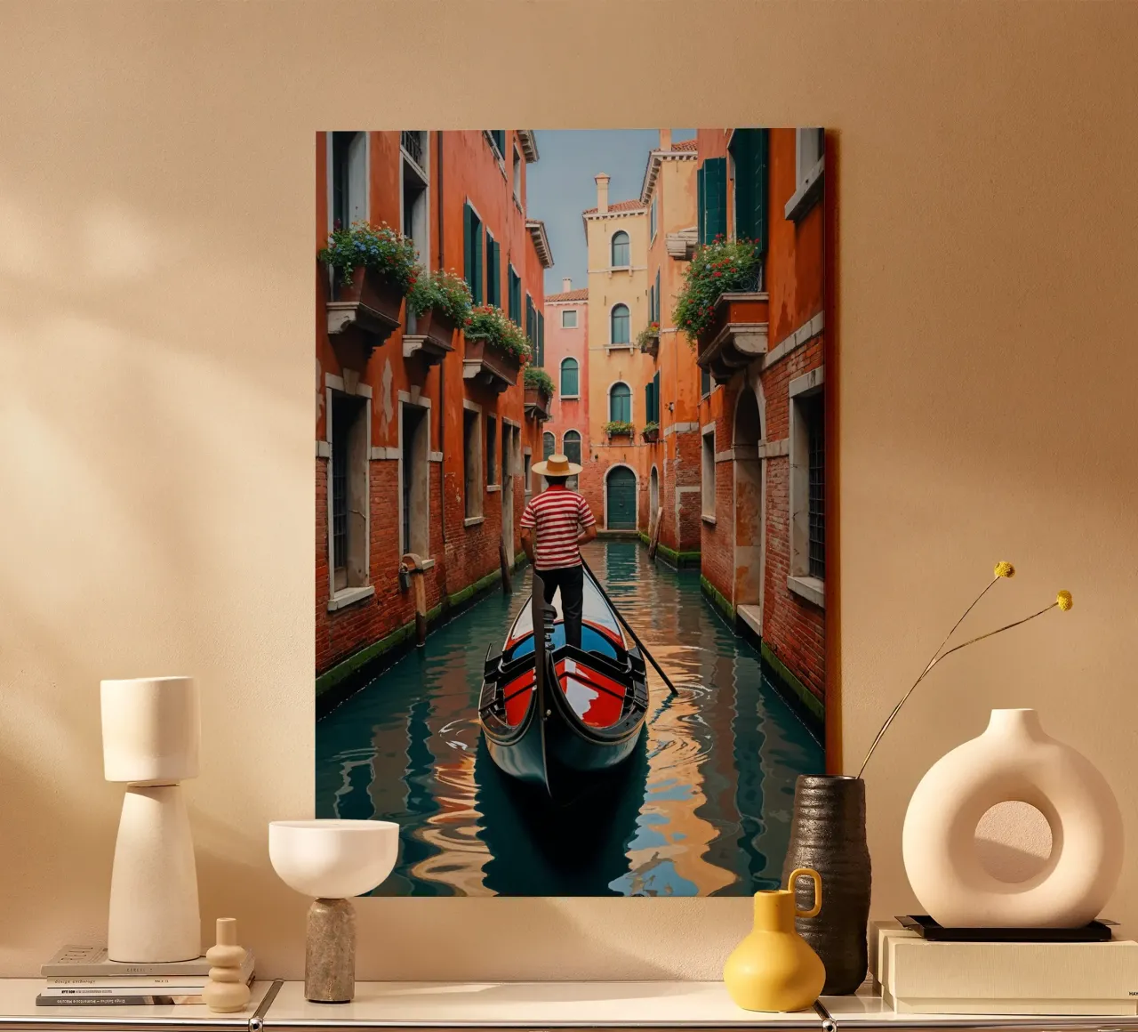 Serene Gondola Ride Through Venetian Canals tela con Cornice a cassetta da AlbertKlee