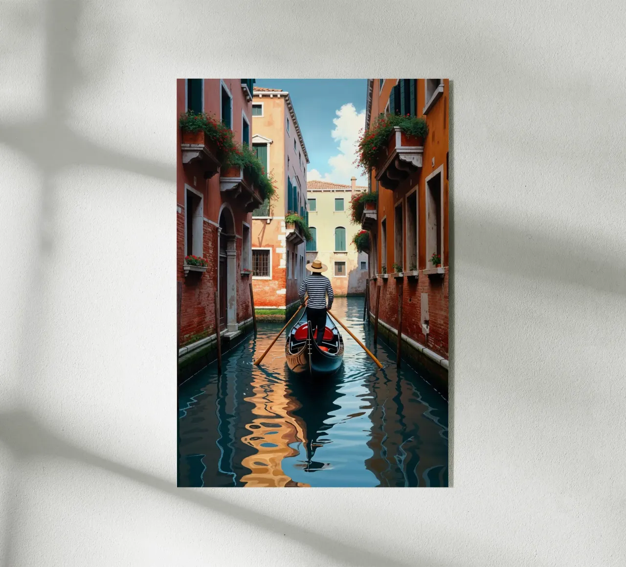 A Venetian Gondolier Gliding Under a Stone Bridge plexiglass da AlbertKlee