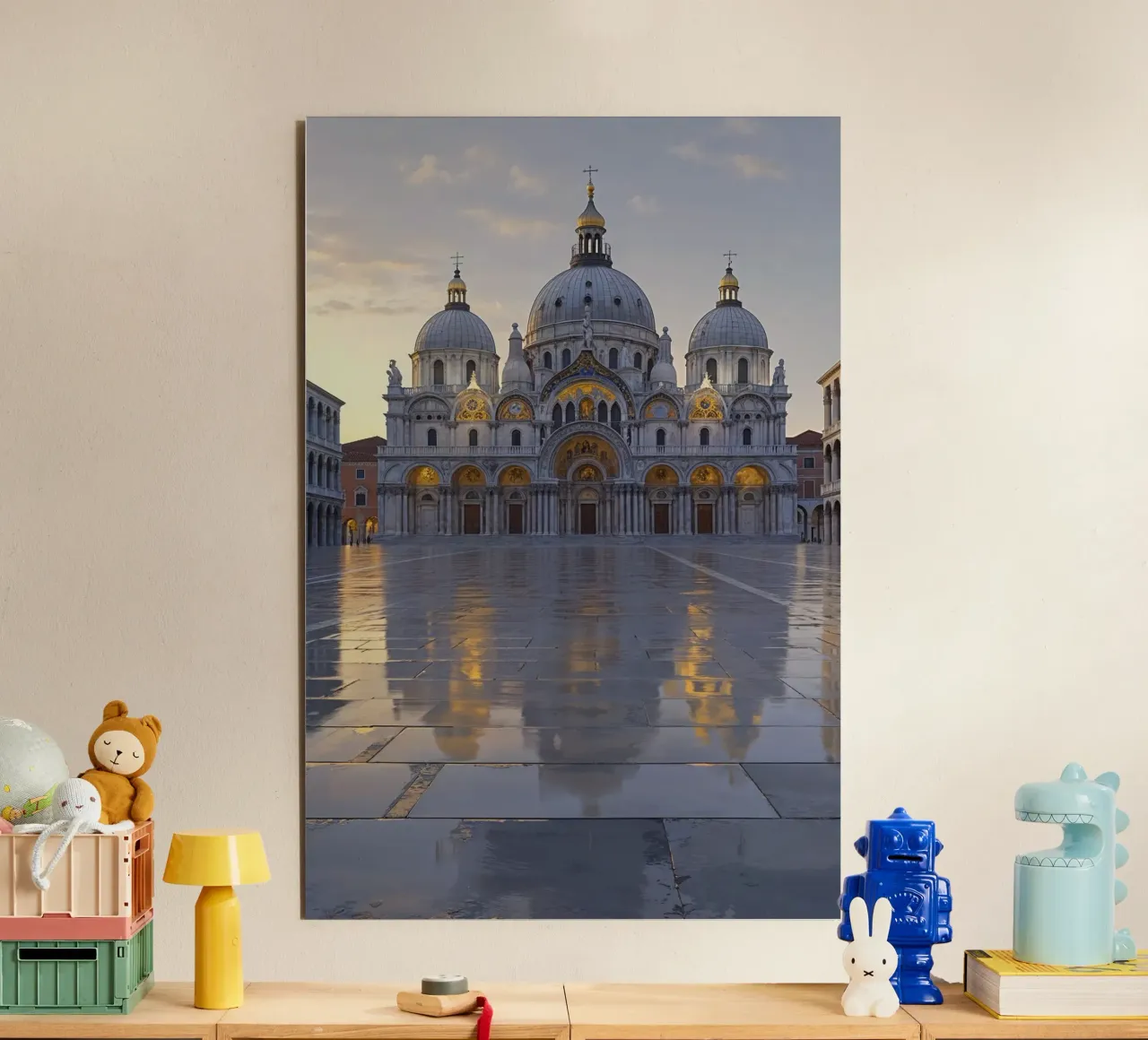 Golden Glow of St. Mark’s Basilica at Dawn alluminio dibond da AlbertKlee
