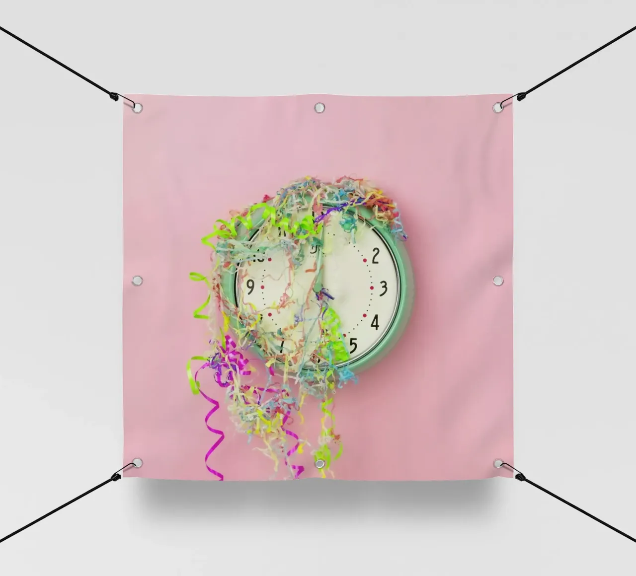 Clock Confetti telo in pvc da Juj Winn