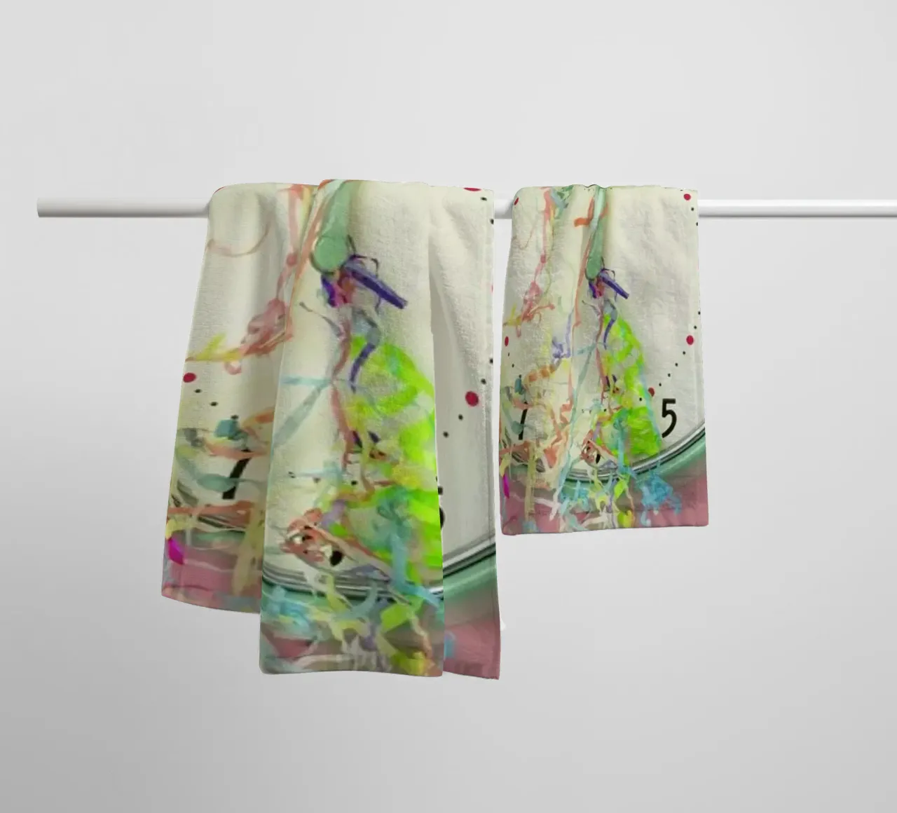 Clock Confetti towel by Juj Winn
