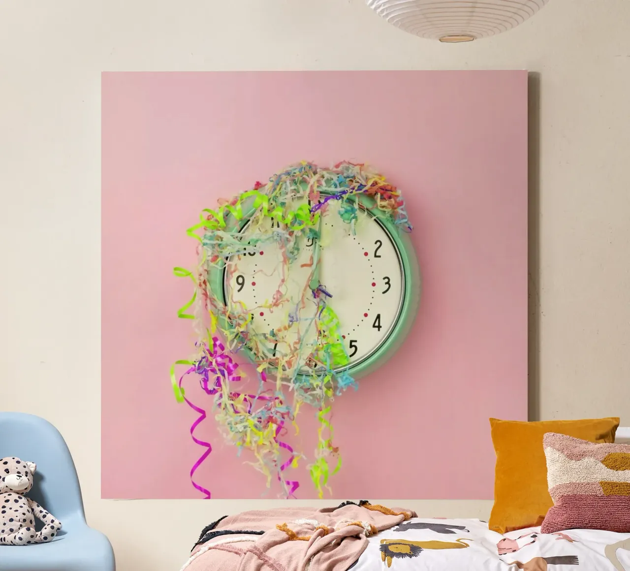 Clock Confetti canvas by Juj Winn