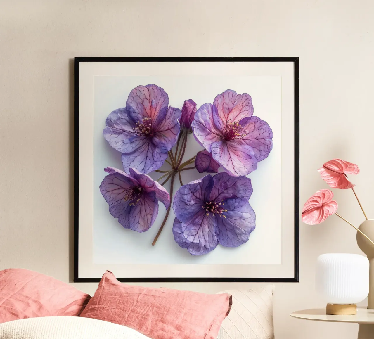 Fiore di Lunaria 4 poster con telaio in alluminio da Bold Blooms