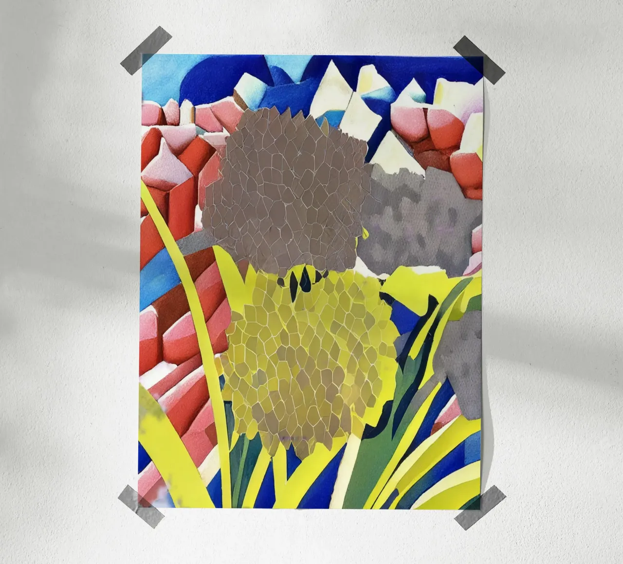 Blumen_3 poster con telaio in legno da Abstract Art by LK