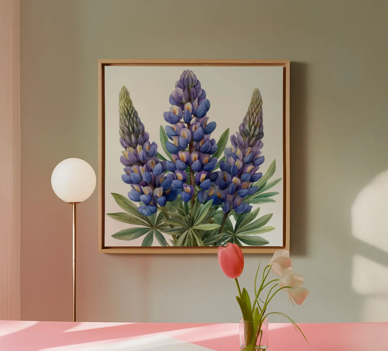 Lupinebloem 2 canvas met Baklijst van Bold Blooms