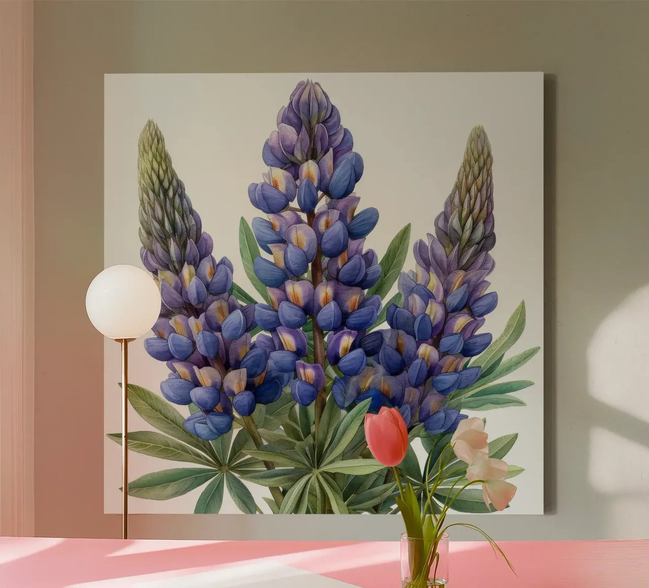 Lupinebloem 2 canvas met Baklijst van Bold Blooms