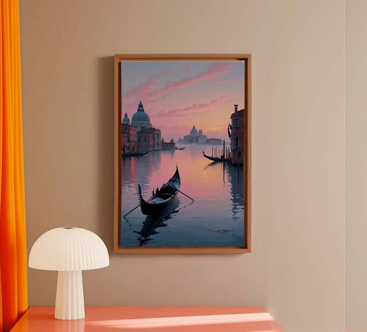 Moonlit Gondola on the Venetian Waters tela con Cornice a cassetta da AlbertKlee
