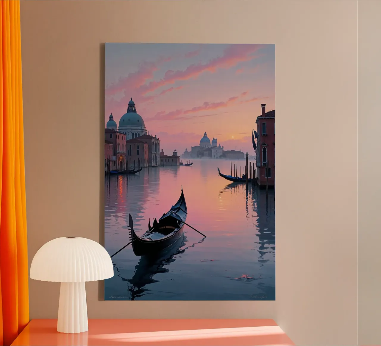 Moonlit Gondola on the Venetian Waters tela con Cornice a cassetta da AlbertKlee