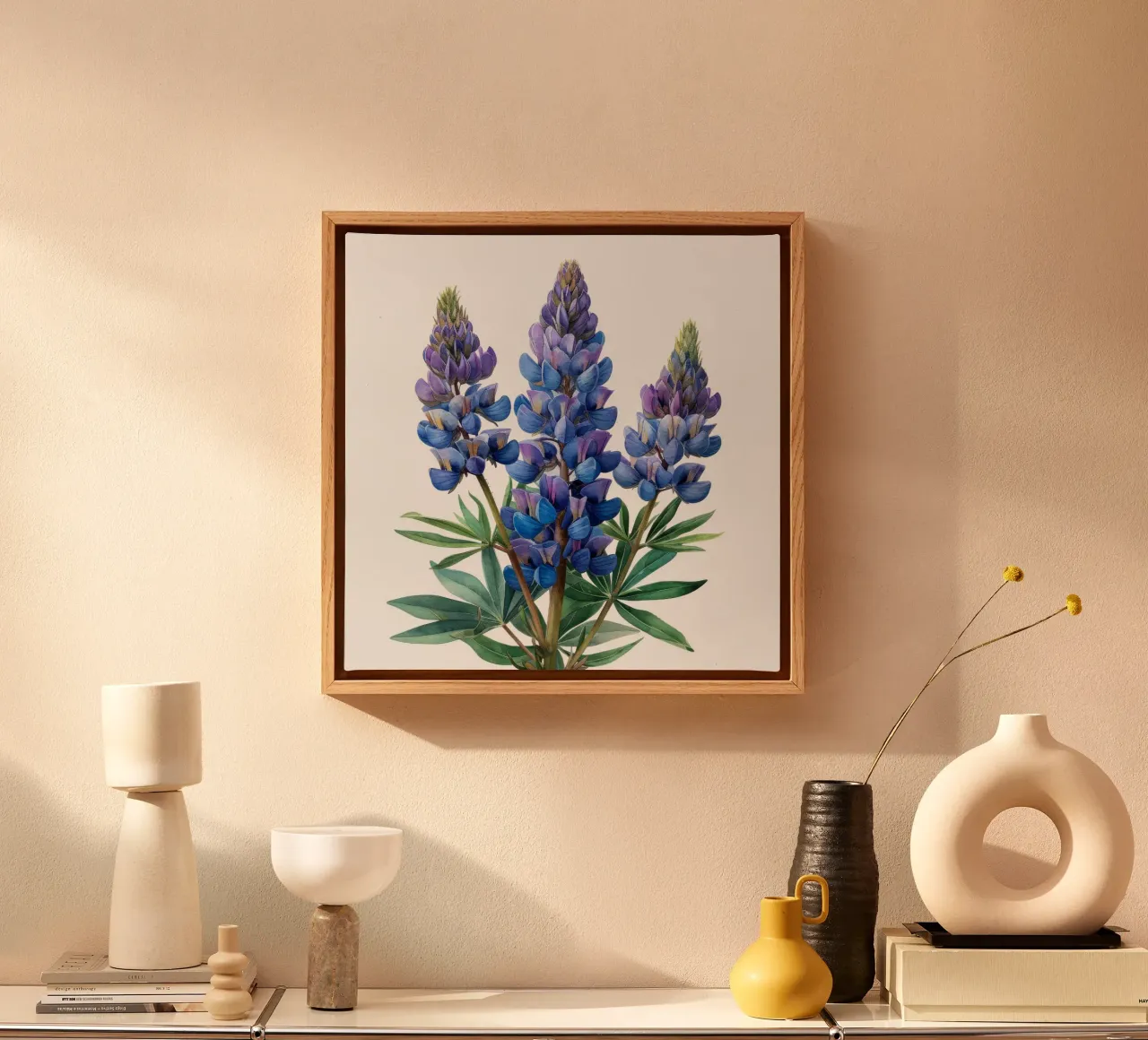 Lupine Bloem 4 canvas met Baklijst van Bold Blooms