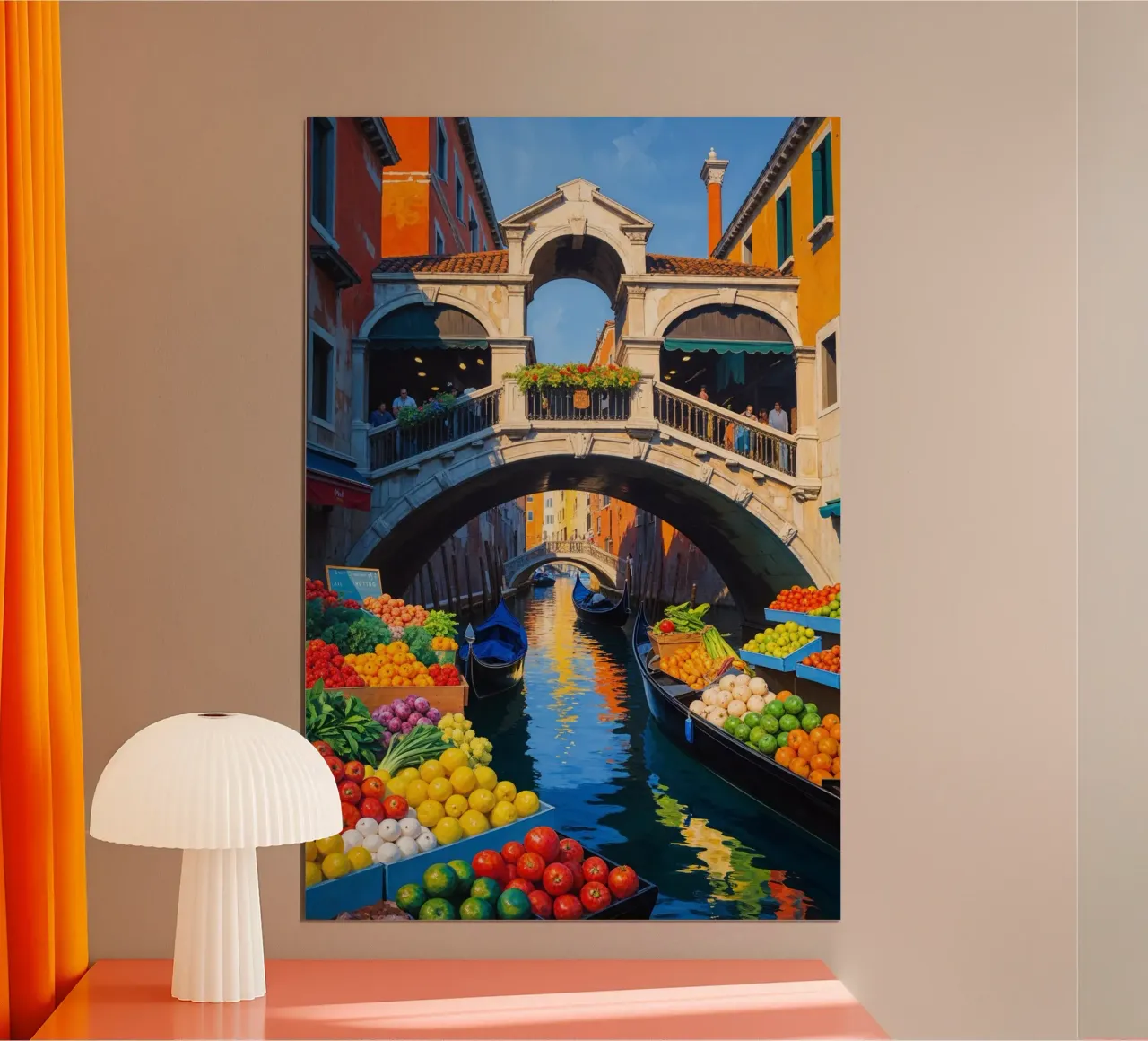 Venice’s Rialto Market on a Sunny Day poster con telaio in plastica da AlbertKlee