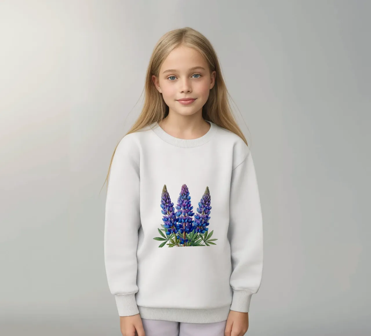 Lupine Flower 1 kids sweatshirt by Bold Blooms