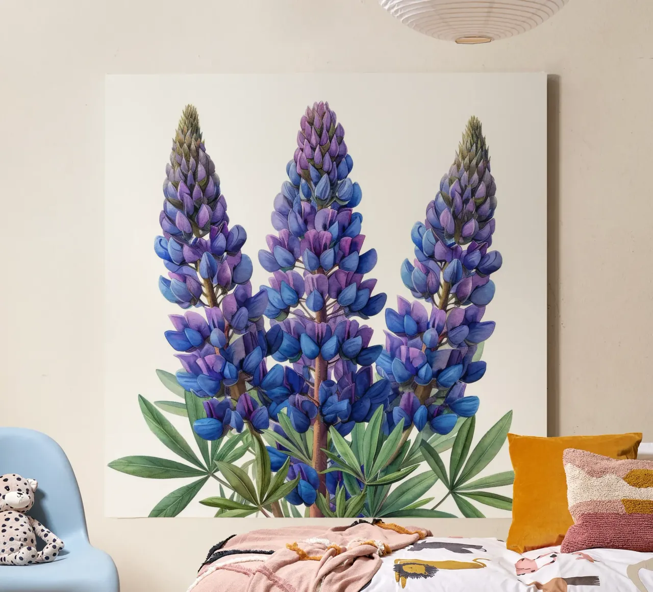 Lupinebloem 1 canvas met Baklijst van Bold Blooms