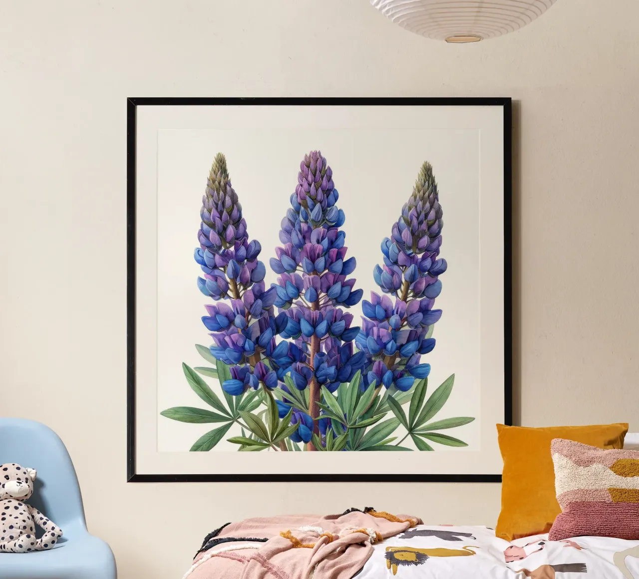 Fiore di lupino 1 poster con telaio in alluminio da Bold Blooms