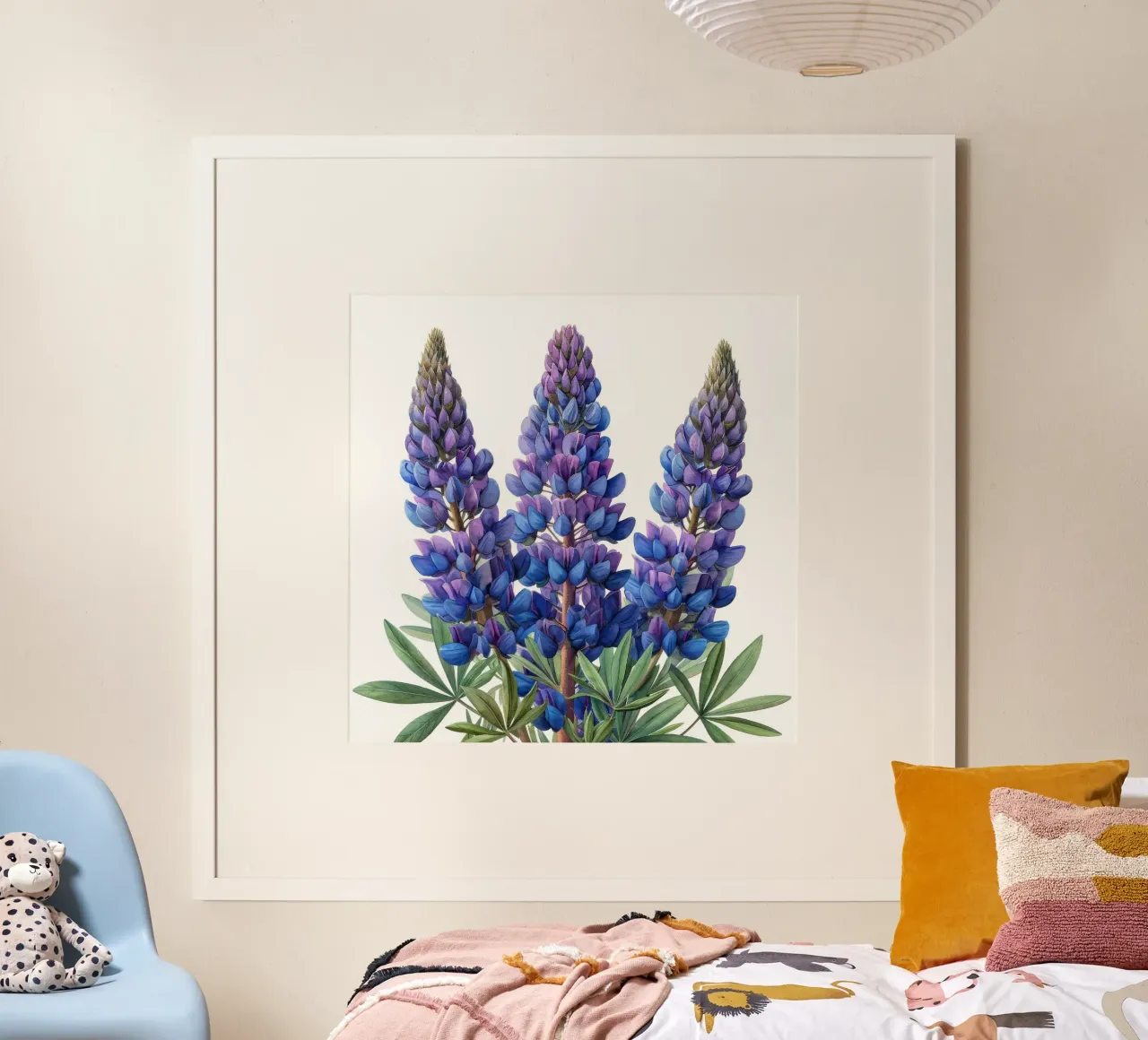 Fiore di lupino 1 poster con telaio in alluminio da Bold Blooms