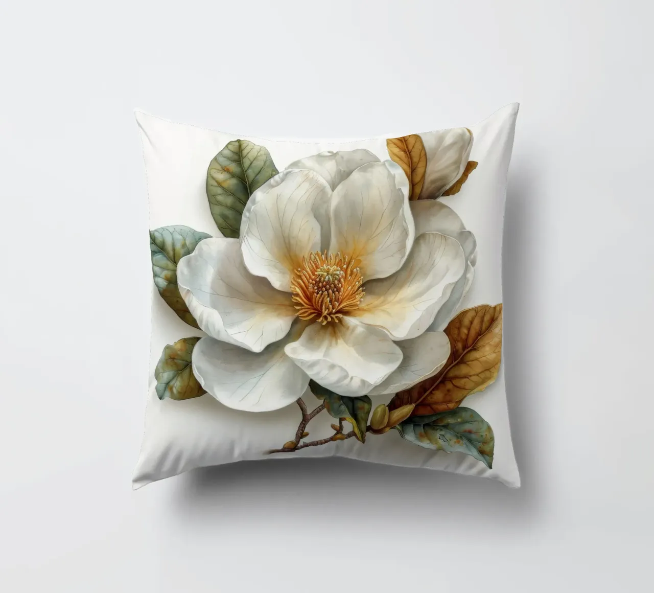 Magnolia Flower 2 decorative cushion by Bold Blooms