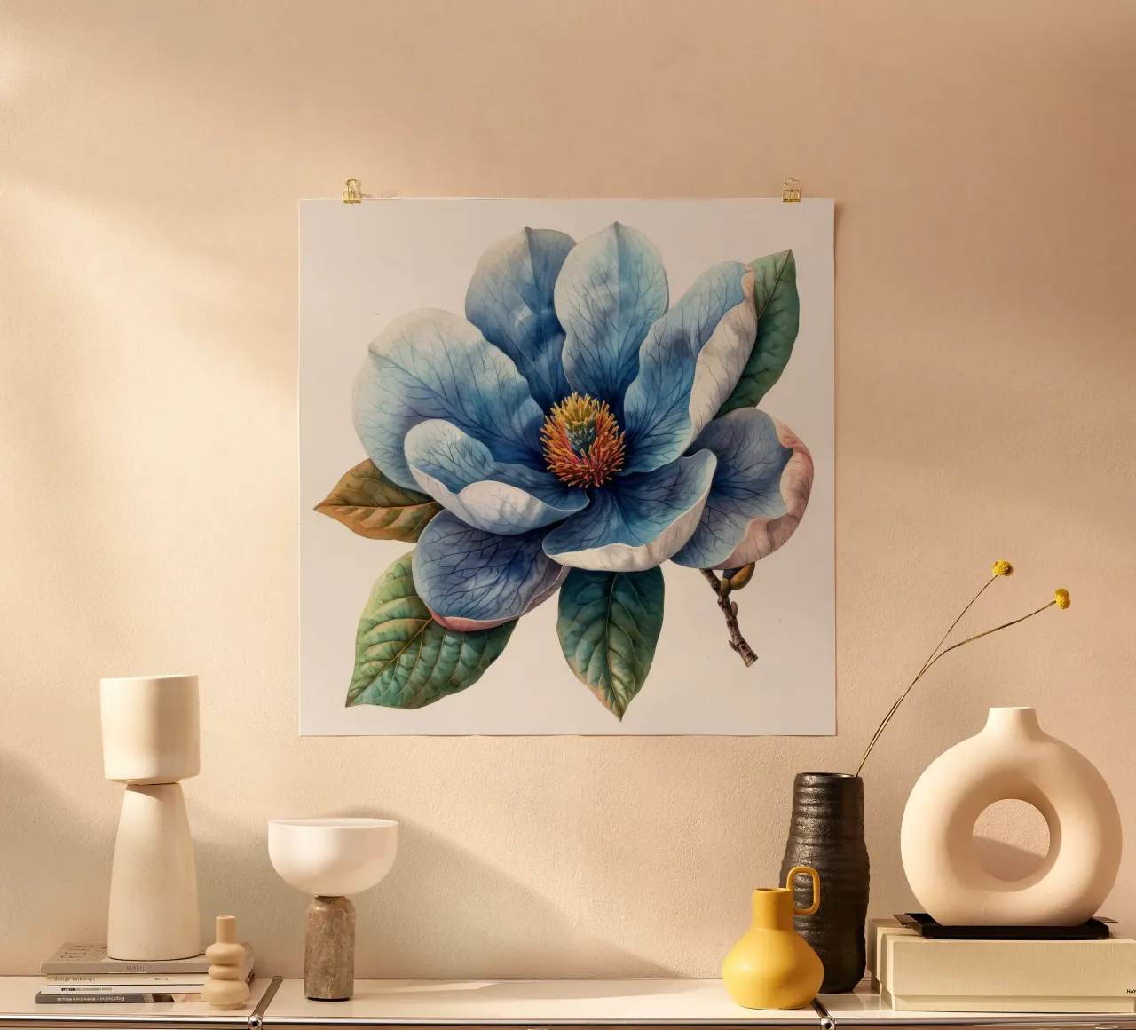 Fiore di magnolia 1 poster con telaio in plastica da Bold Blooms