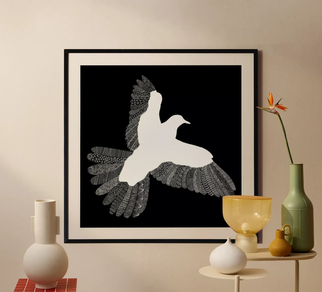 Bird 01 poster avec cadre en aluminium de Florent Bodart