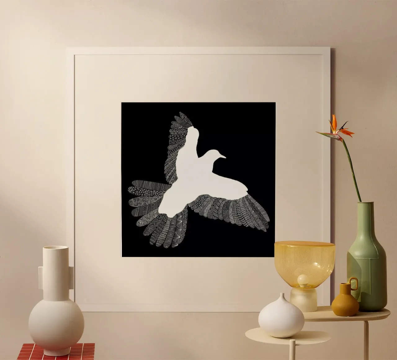 Bird 01 poster avec cadre en aluminium de Florent Bodart