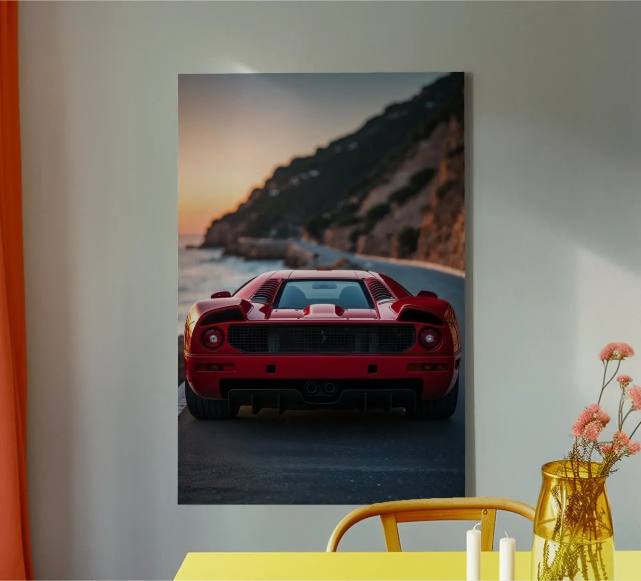 Ferrari F40 at Golden Hour on a Coastal Road tela con Cornice a cassetta da AlbertKlee