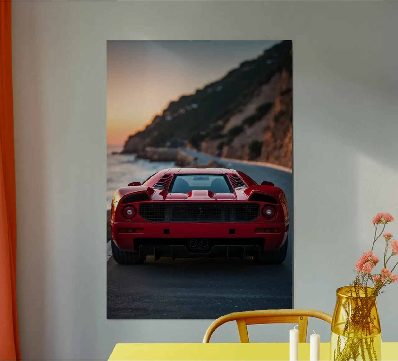Ferrari F40 at Golden Hour on a Coastal Road poster da AlbertKlee