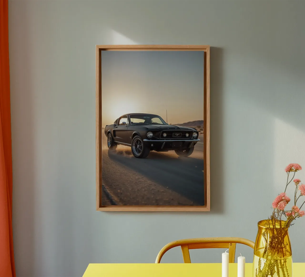 Classic 1967 Mustang Fastback Kicking Up Desert Dust tela con Cornice a cassetta da AlbertKlee