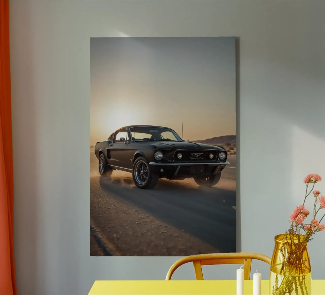 Classic 1967 Mustang Fastback Kicking Up Desert Dust tela con Cornice a cassetta da AlbertKlee