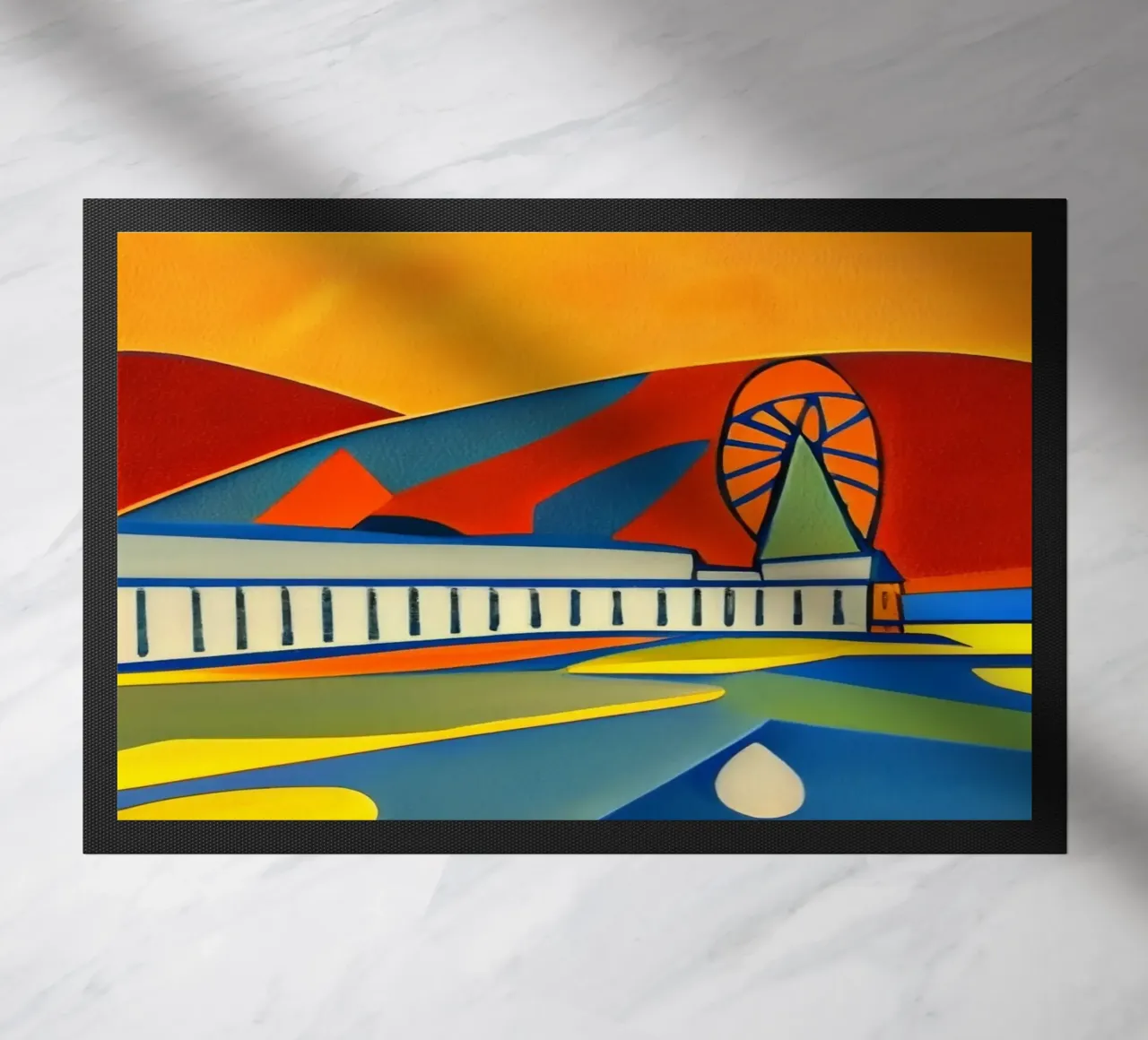 Sightseeing_Excursion_Scheveningen_2 doormat by Abstract Art by LK