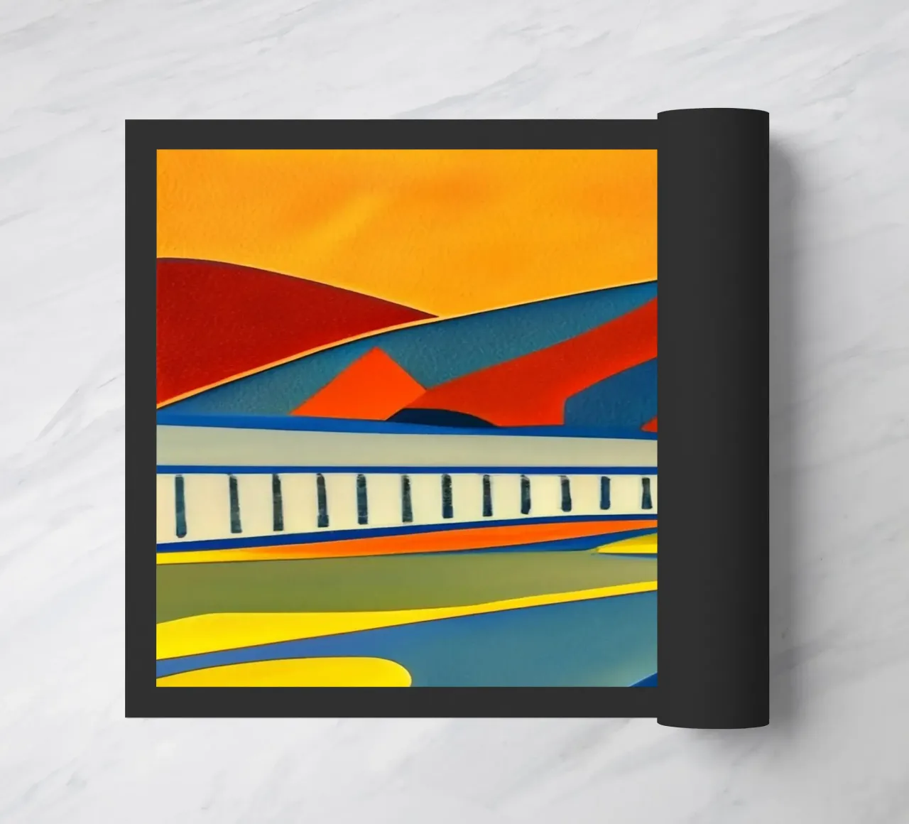 Sightseeing_Excursion_Scheveningen_2 doormat by Abstract Art by LK