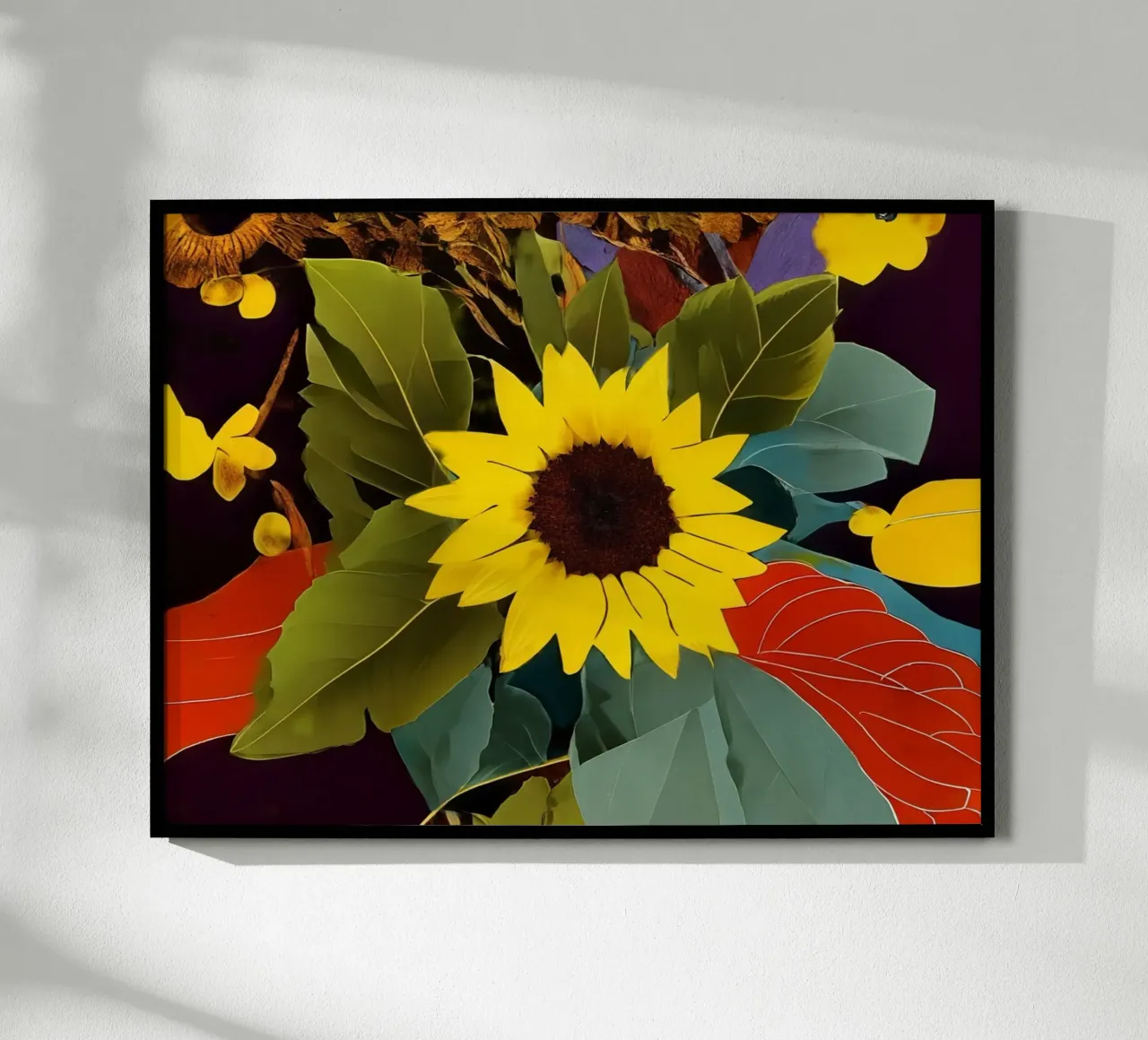 Girasole_2 poster con telaio in legno da Abstract Art by LK