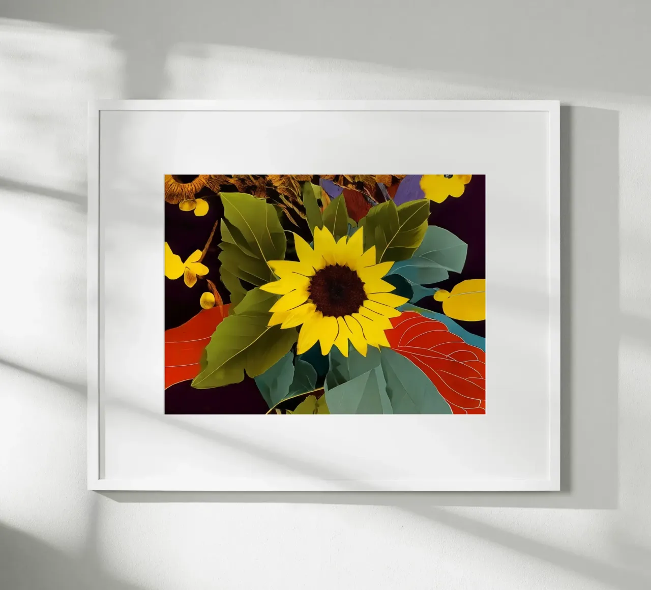 Girasole_2 poster con telaio in legno da Abstract Art by LK