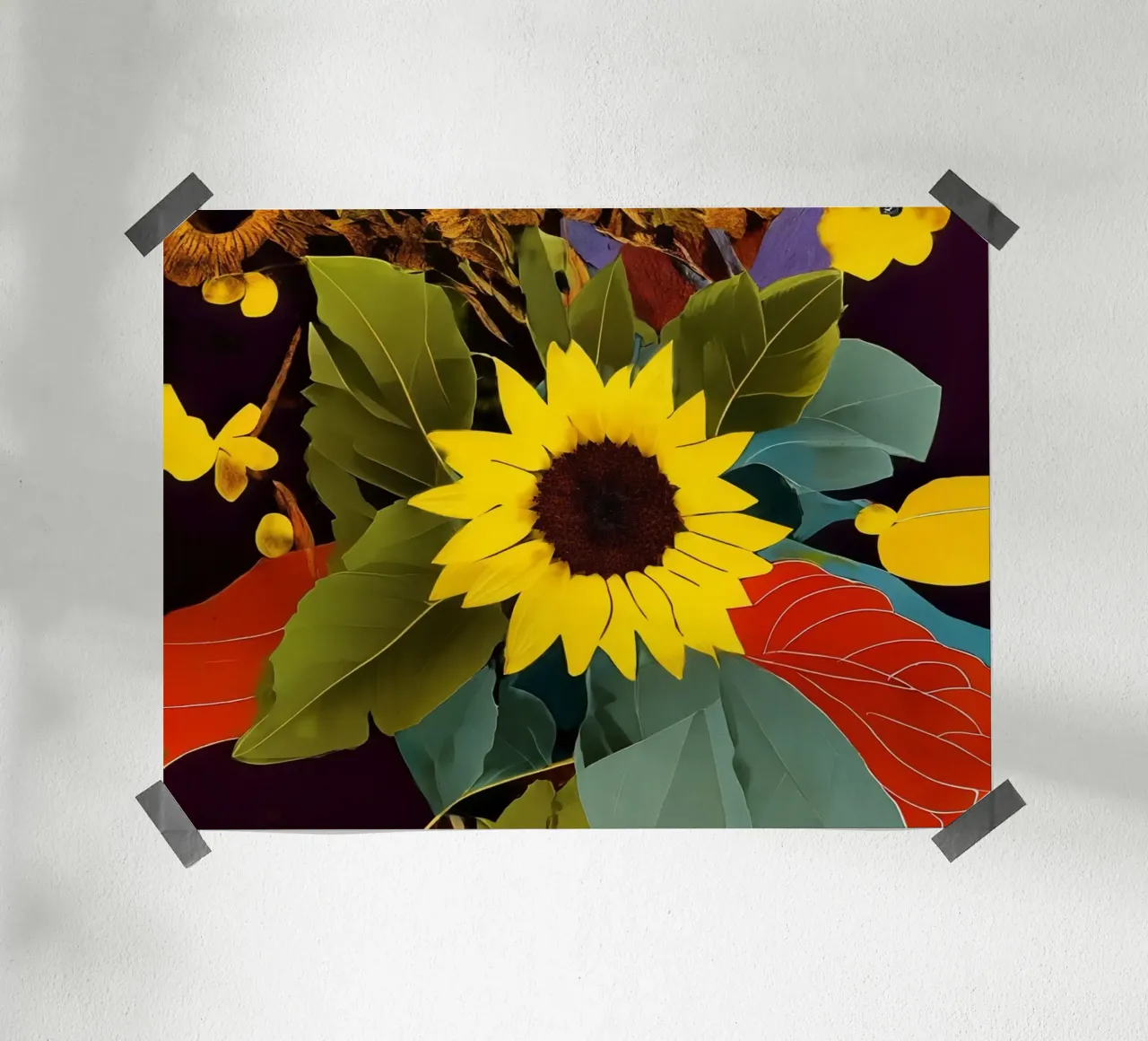 Girasole_2 poster con telaio in legno da Abstract Art by LK