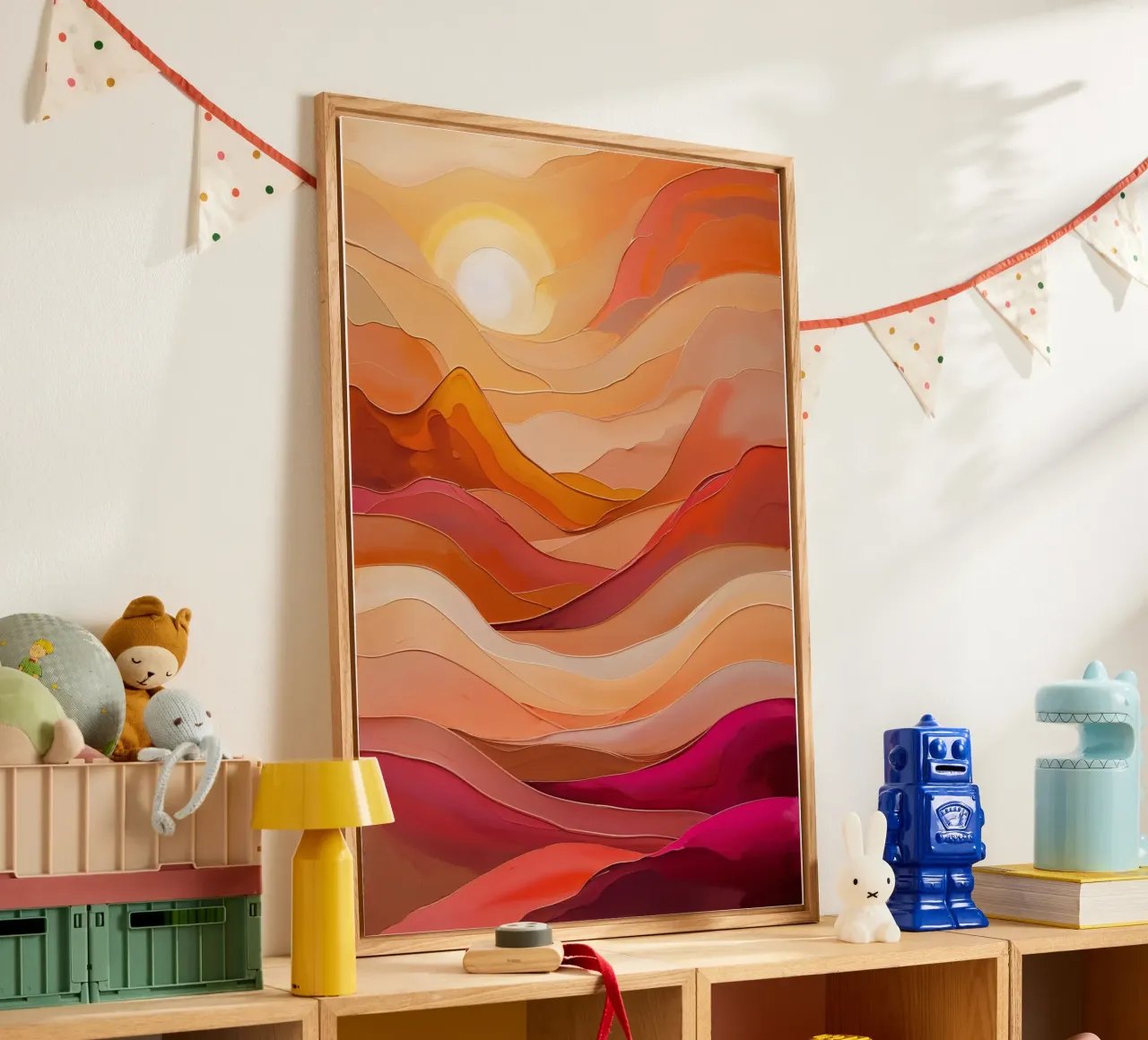 Golden Sunset Waves – Textured Abstract Art acrylic glass by AlbertKlee