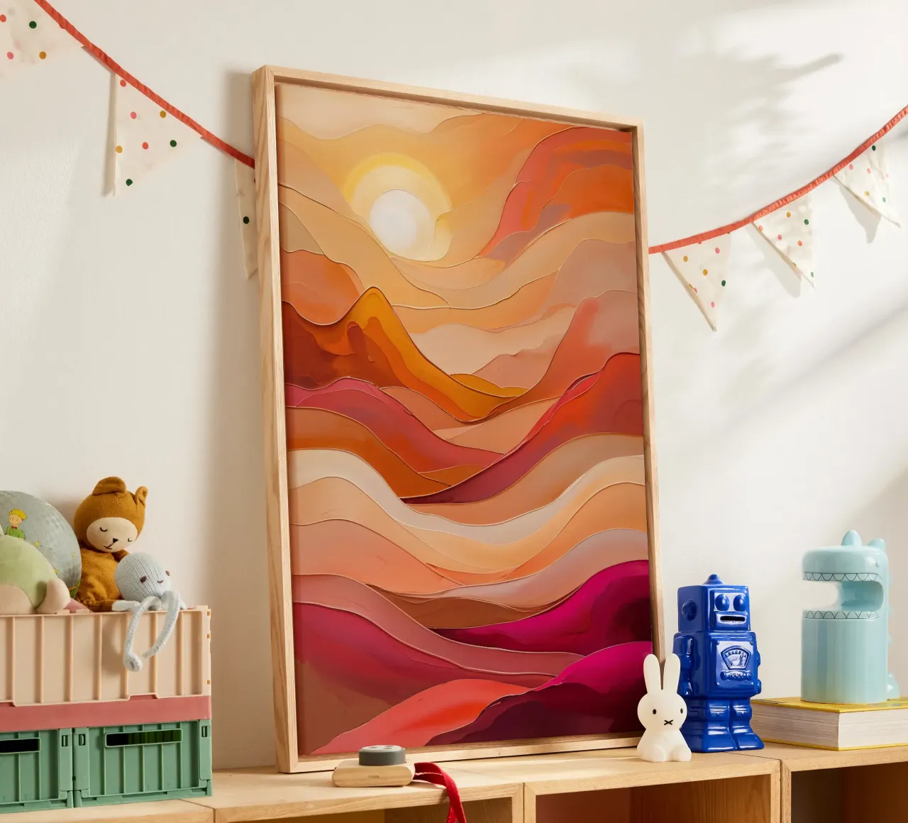Golden Sunset Waves – Textured Abstract Art tela con Cornice a cassetta da AlbertKlee