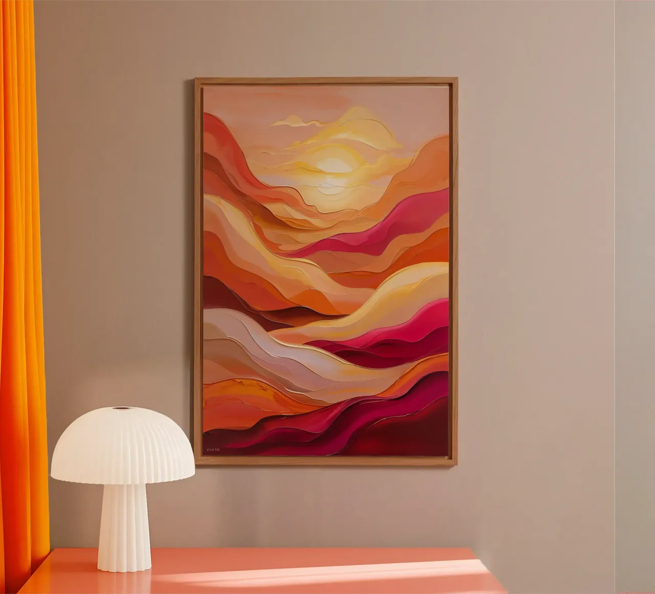 Fiery Horizon – Abstract Sunset Expression alluminio dibond da AlbertKlee