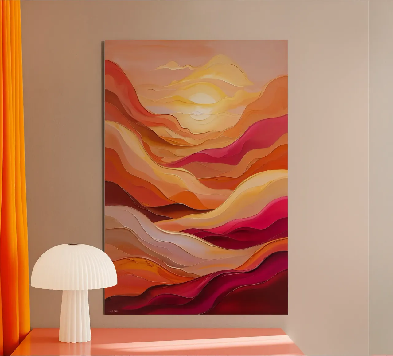 Fiery Horizon – Abstract Sunset Expression alluminio dibond da AlbertKlee