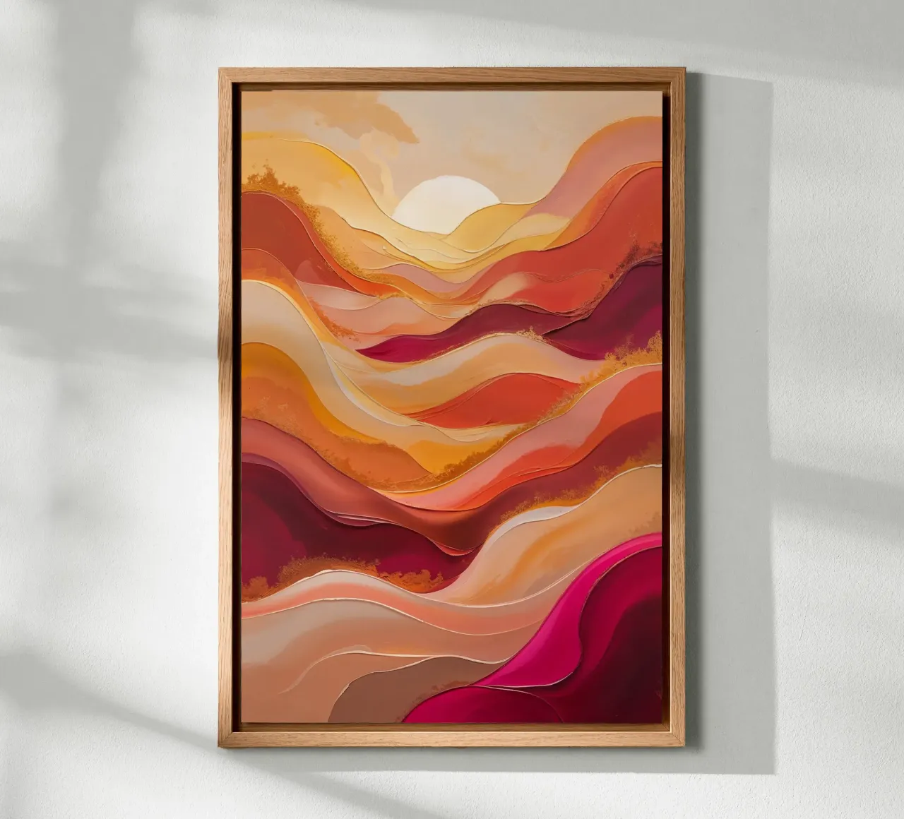 Sunlit Serenity – Elegant Abstract Landscape canvas with Floater frame by AlbertKlee