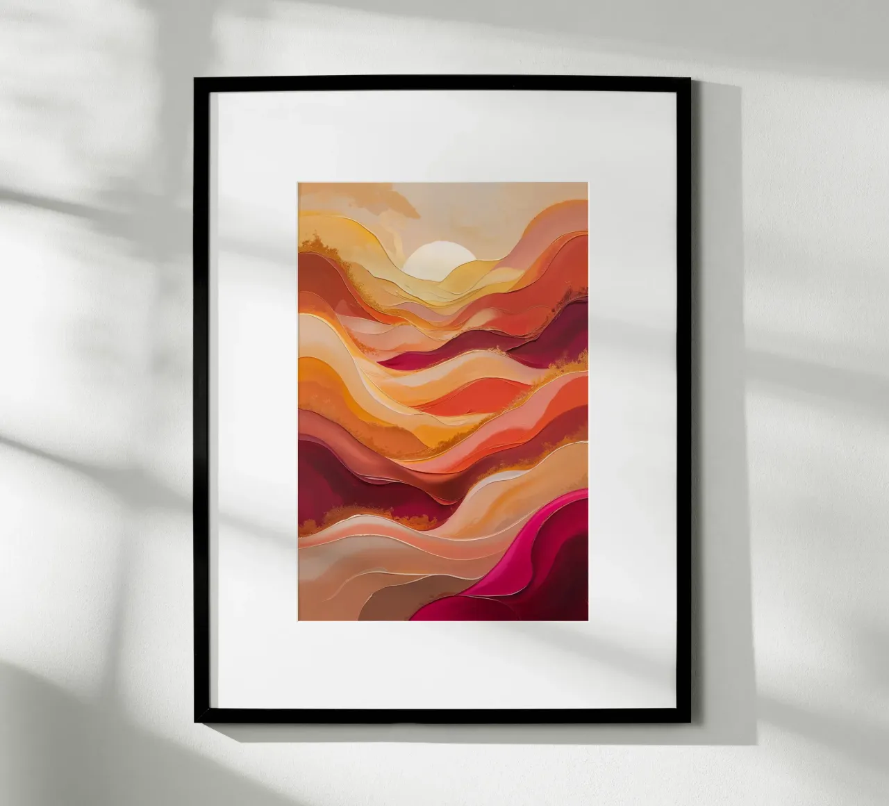 Sunlit Serenity – Elegant Abstract Landscape poster con marco de plástico de AlbertKlee