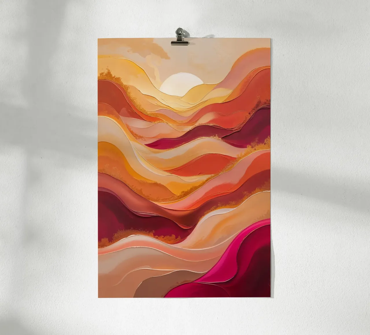 Sunlit Serenity – Elegant Abstract Landscape poster con marco de plástico de AlbertKlee