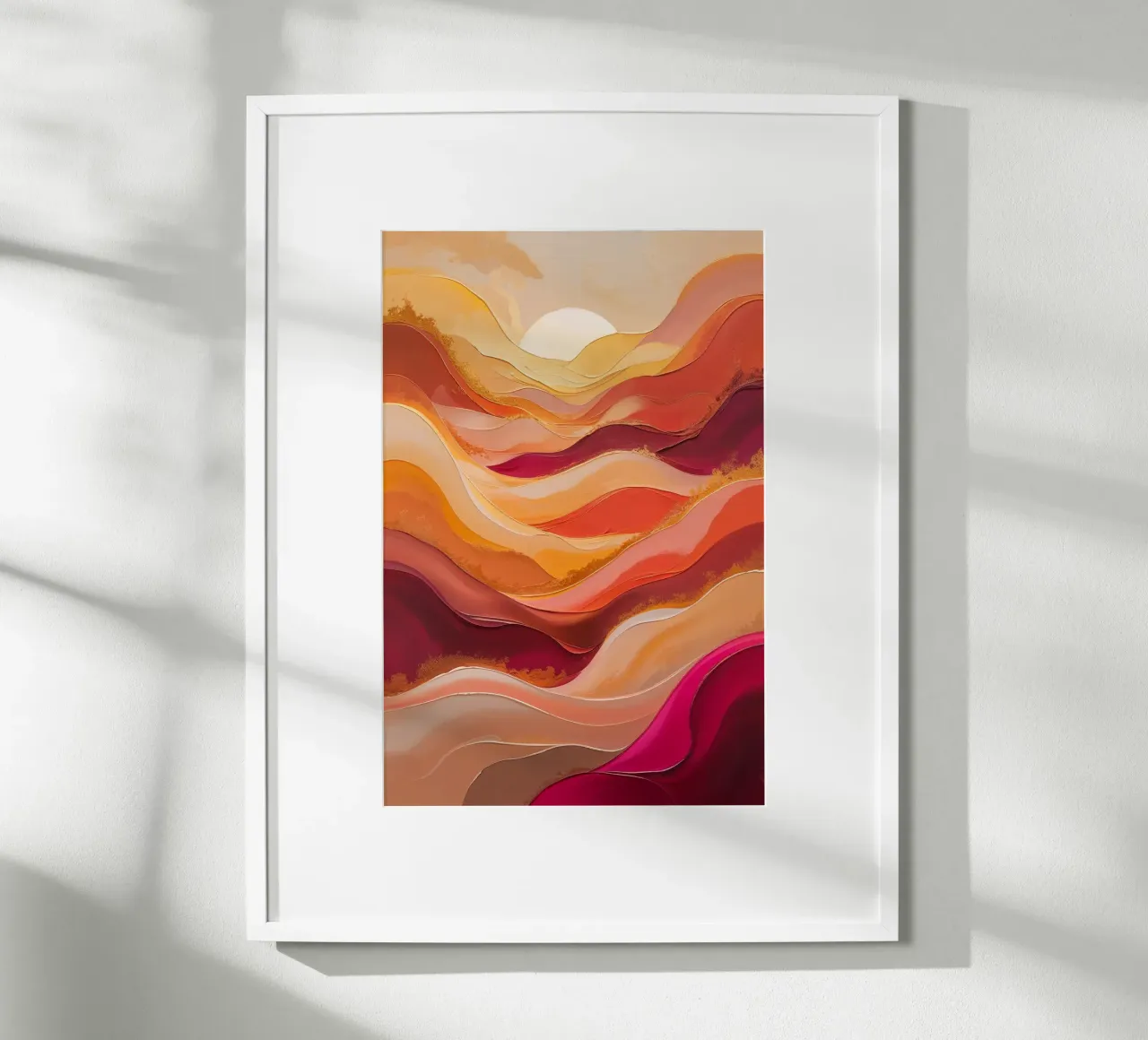 Sunlit Serenity – Elegant Abstract Landscape poster con marco de plástico de AlbertKlee