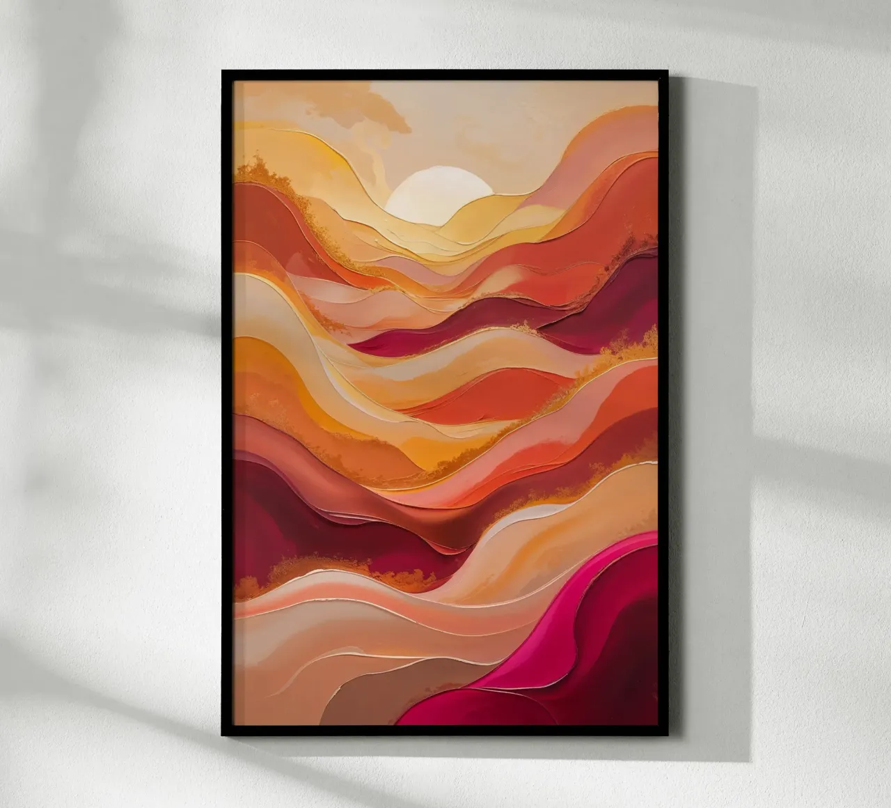 Sunlit Serenity – Elegant Abstract Landscape poster con marco de plástico de AlbertKlee