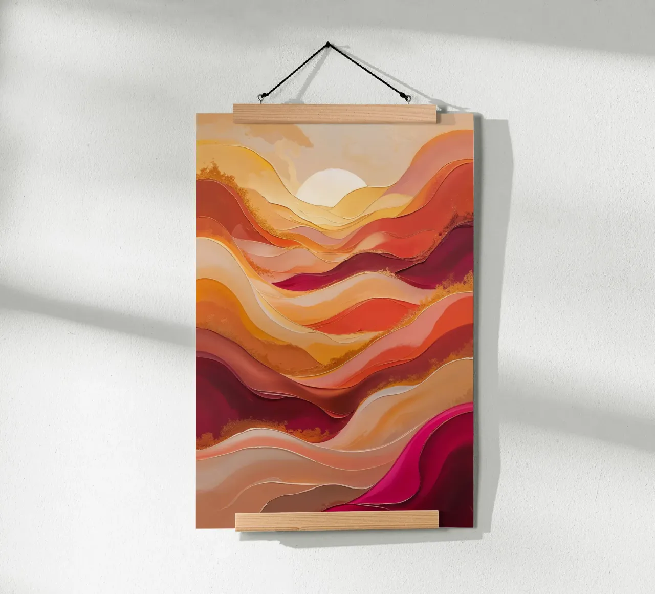 Sunlit Serenity – Elegant Abstract Landscape poster con marco de plástico de AlbertKlee