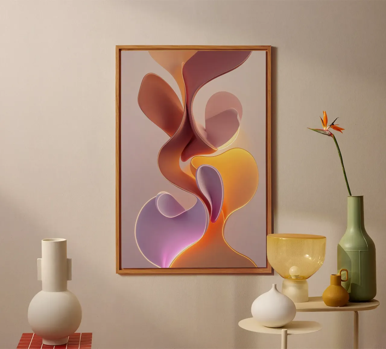 Fluid Abstract Sculpture in Warm Pastels alluminio dibond da AlbertKlee