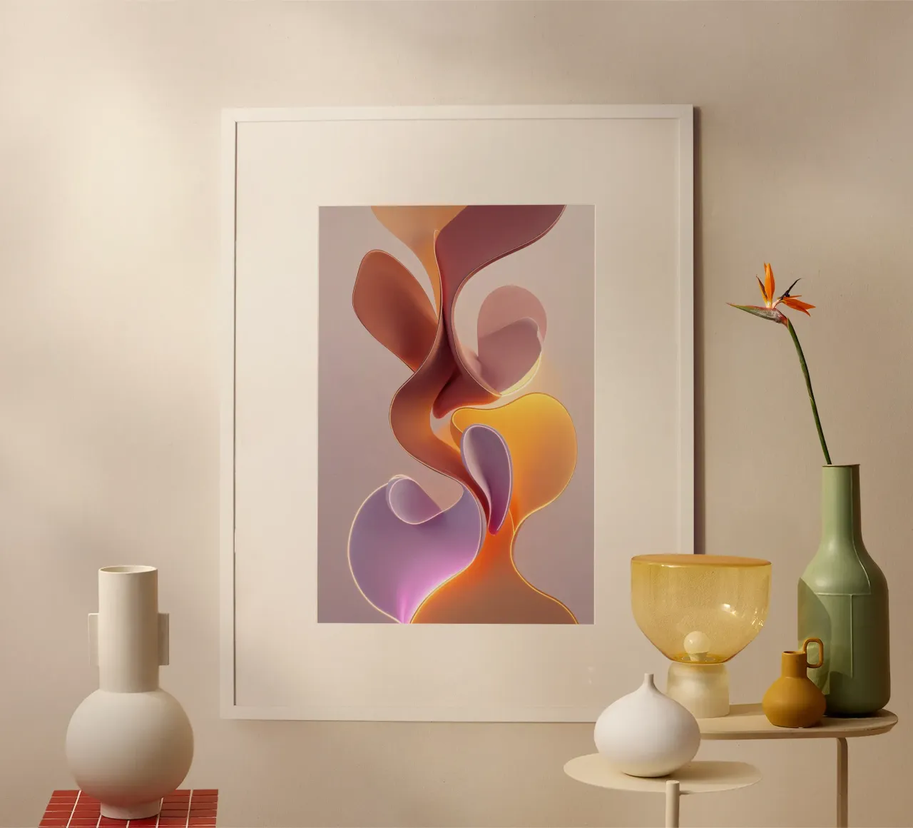 Fluid Abstract Sculpture in Warm Pastels carta hahnemühle da AlbertKlee