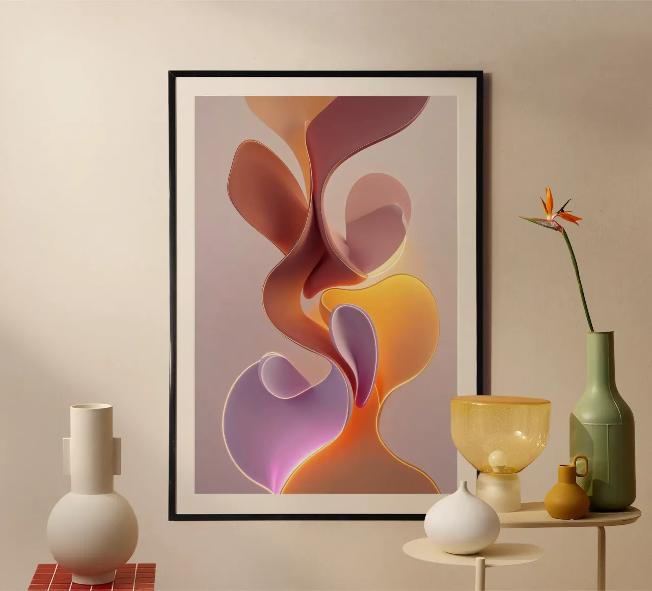 Fluid Abstract Sculpture in Warm Pastels carta hahnemühle da AlbertKlee