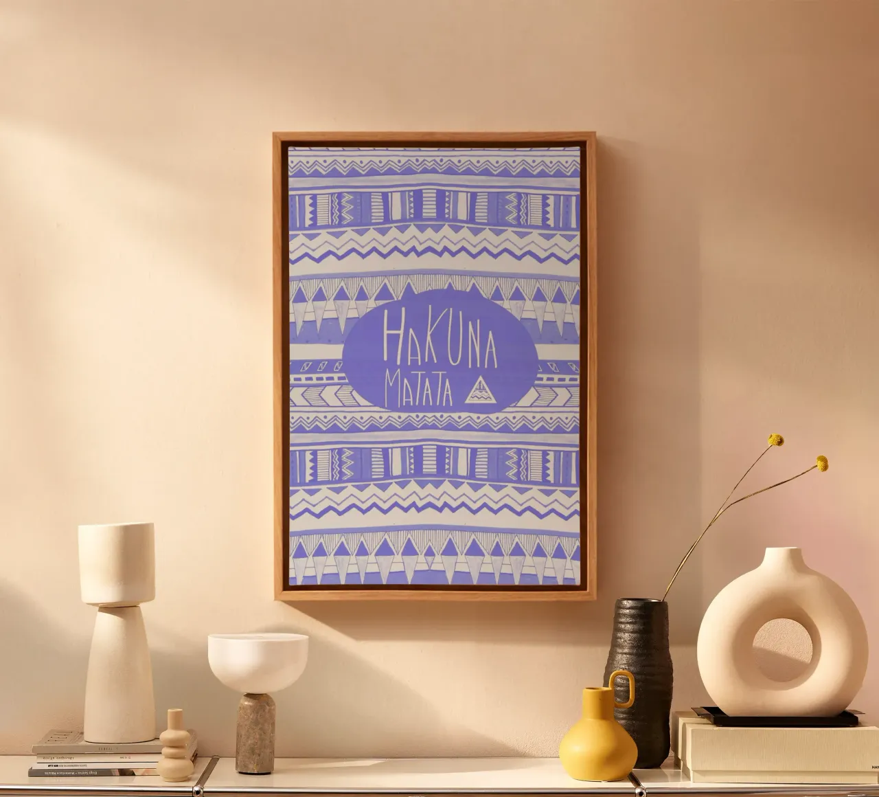 Hakuna Matata Navy Blue tela con Cornice a cassetta da Vasare Nar