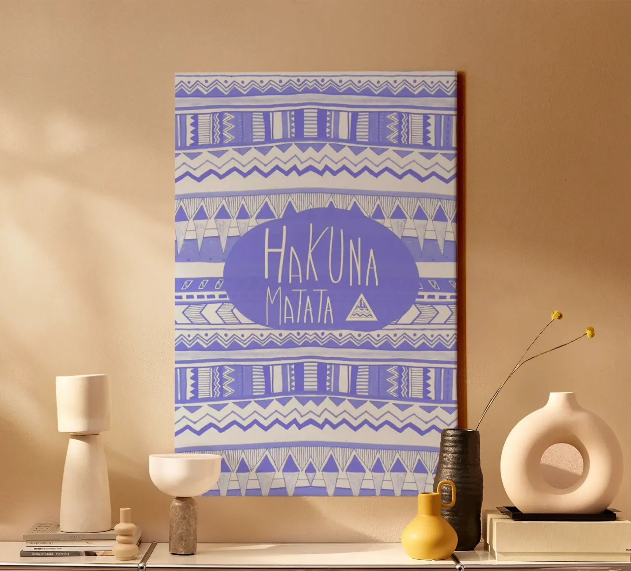 Hakuna Matata Navy Blue tela con Cornice a cassetta da Vasare Nar