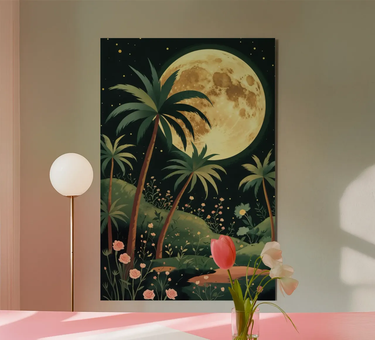 Moonlit Oasis with Palm Trees pannello forex da AlbertKlee