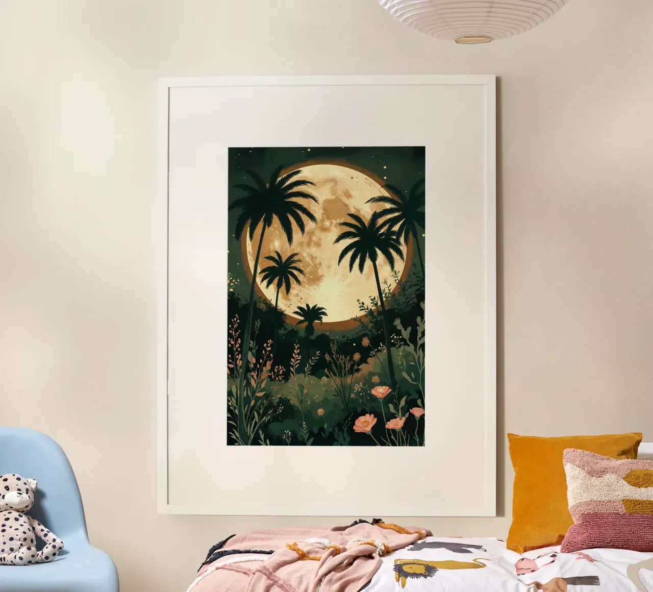 Tropical Moonrise Amidst Palm Trees poster da AlbertKlee